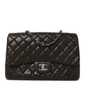 Caviar Quilted Jumbo Single Flap Dark Brown