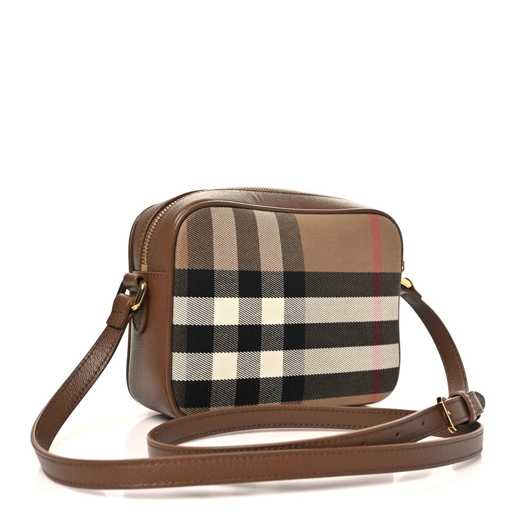 Calfskin House Check Camera Bag Earth