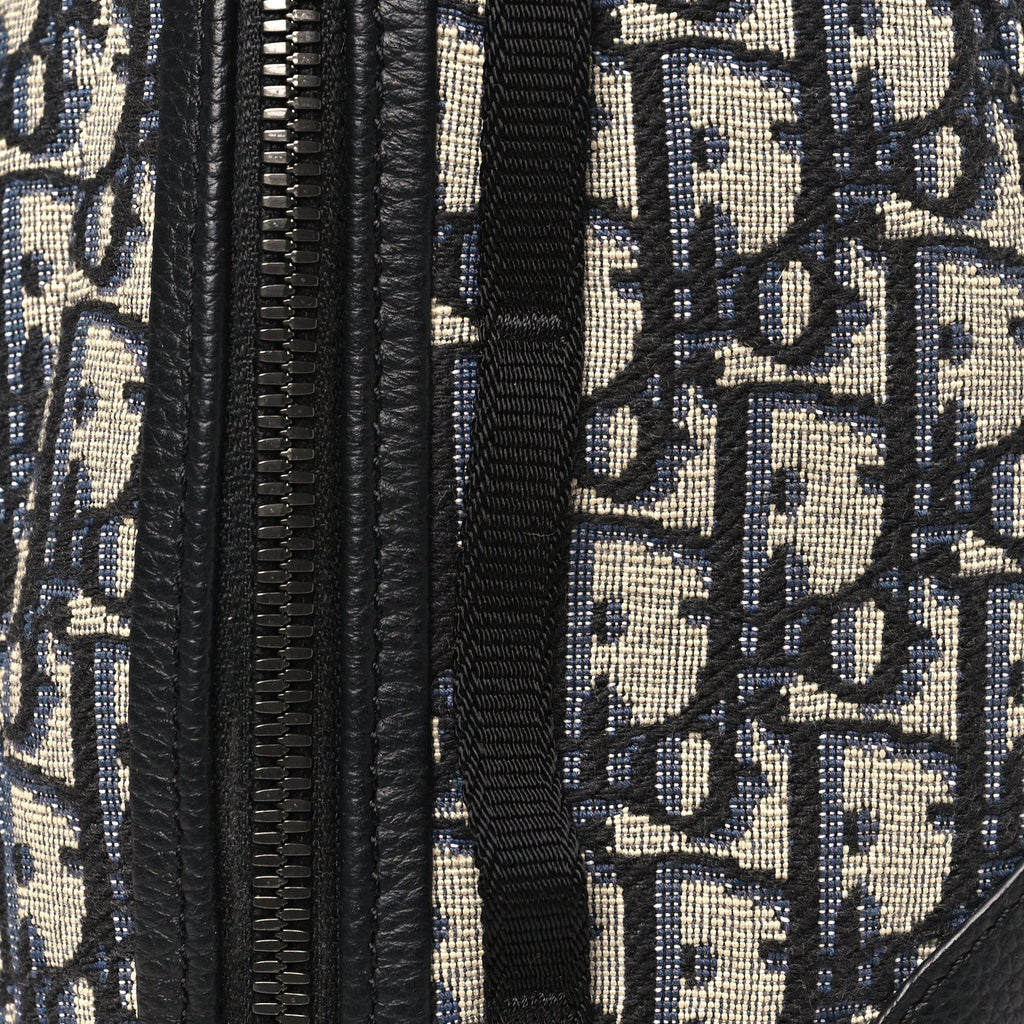 Grained Calfskin Oblique Scarab Sling Bag Blue Black