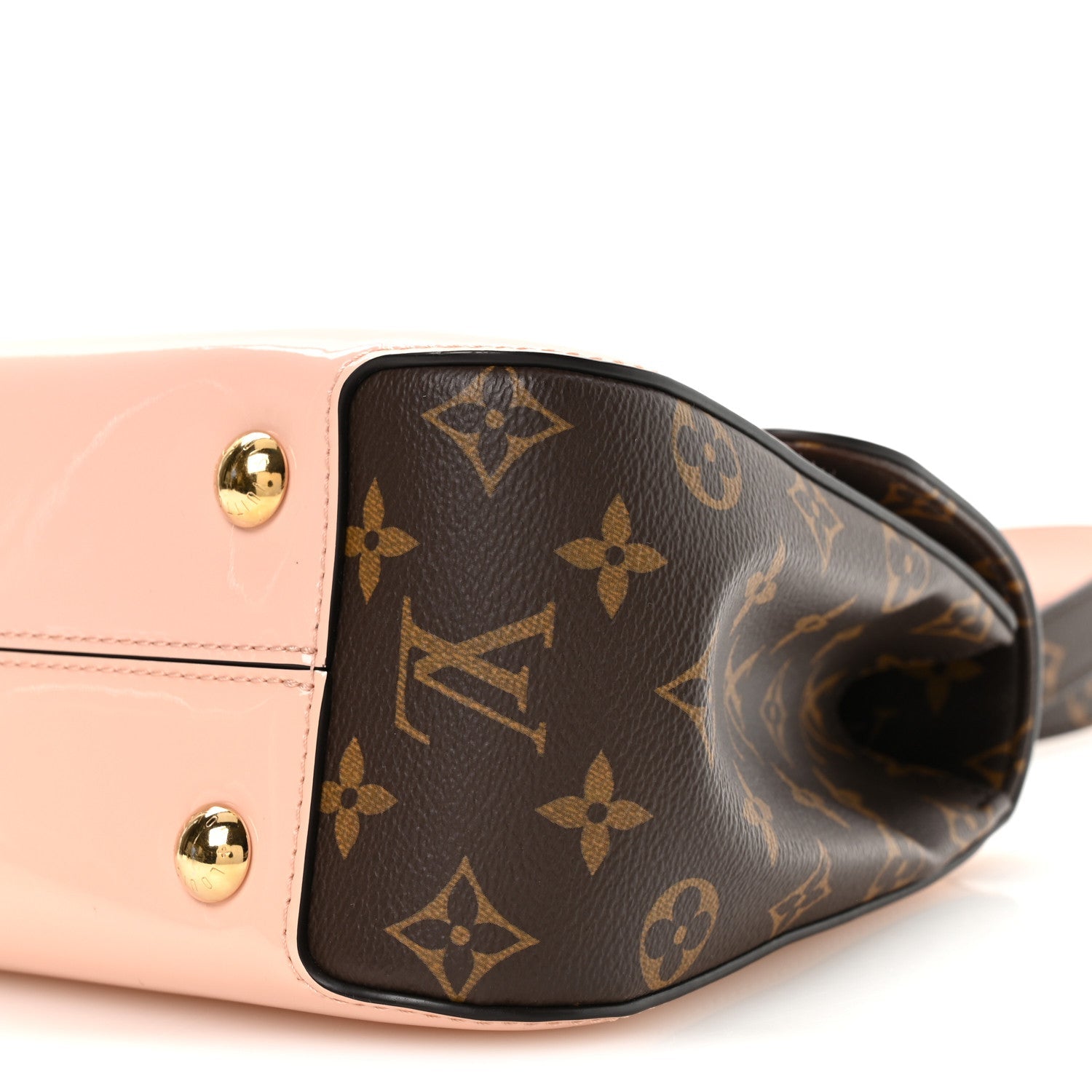 Patent Calfskin Monogram Cherrywood PM Rose Ballerine