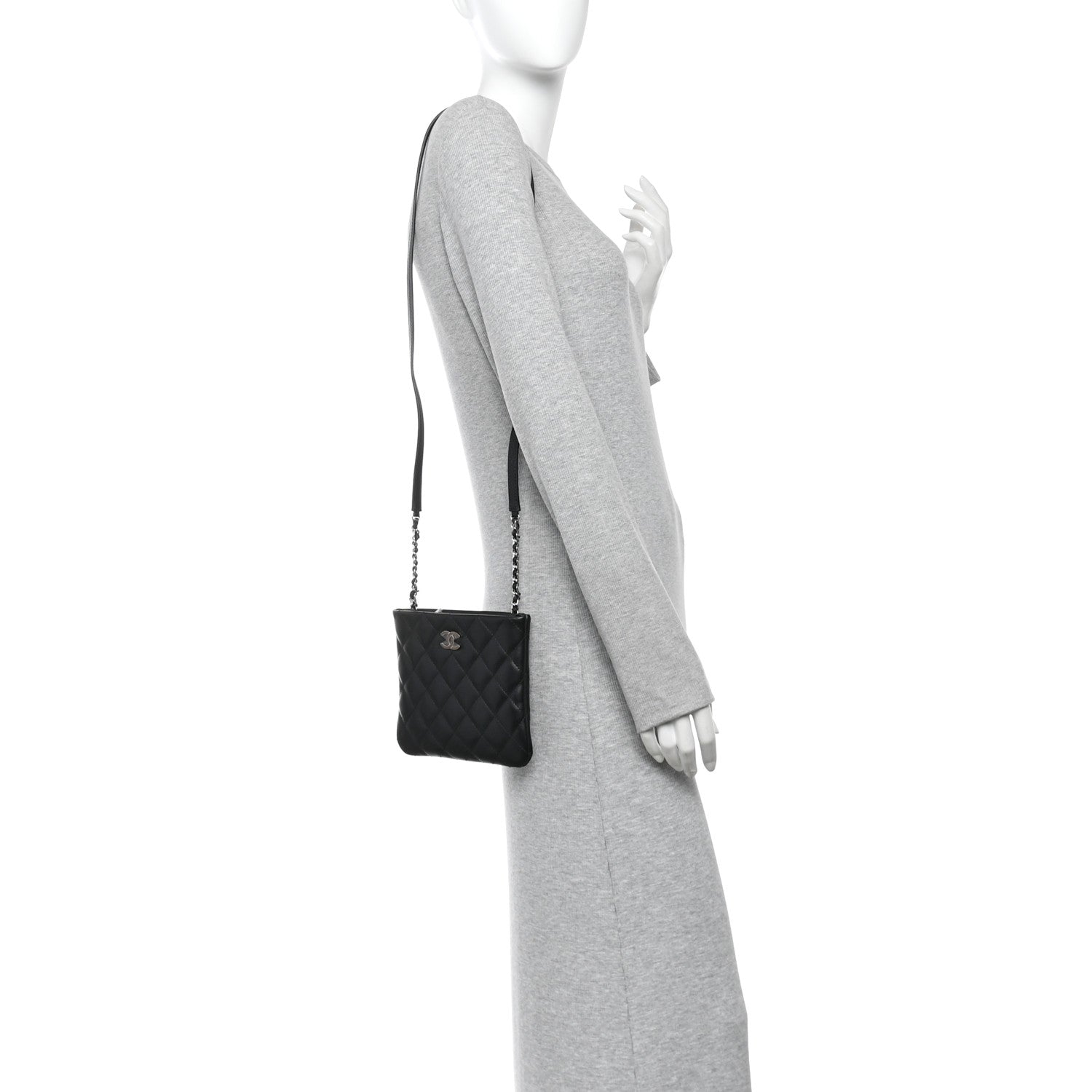 Lambskin Quilted Crossbody Bag Black