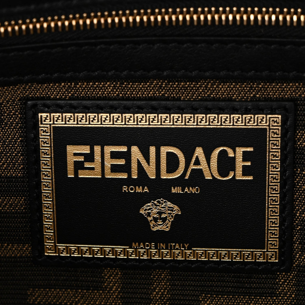 X VERSACE Denim Fendace Patchwork Baguette Blue