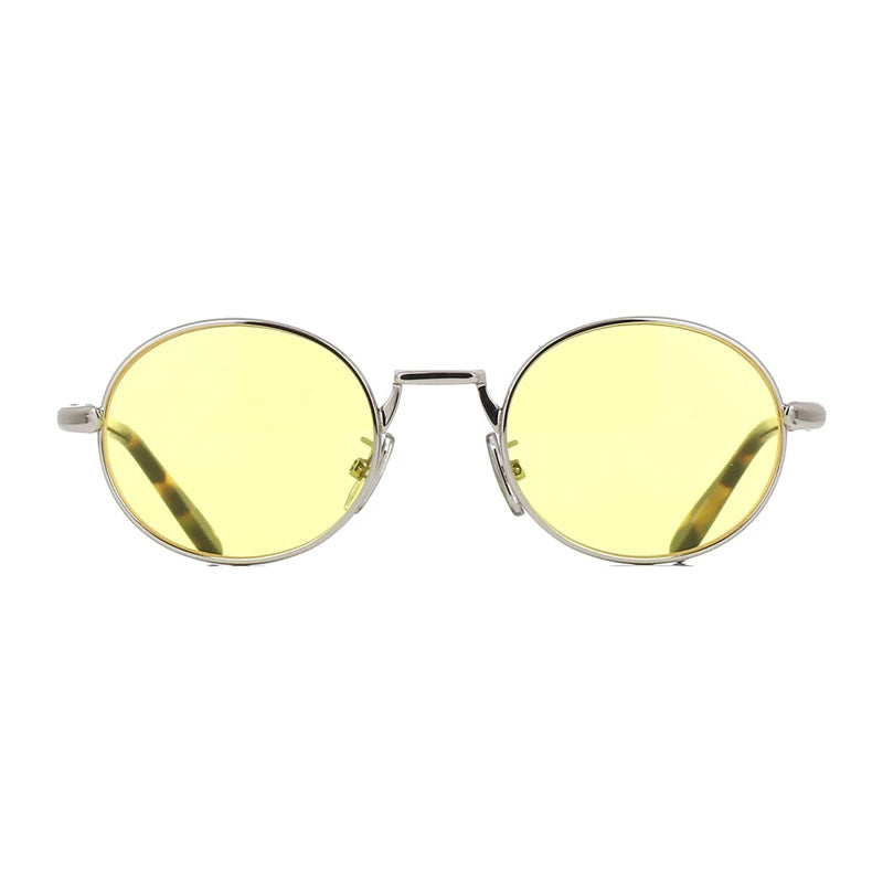 Loewe Sunglasses Oval Full Rim, Shiny Palladium Frame and Yellow Lens LW40151U16J