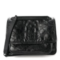 Crinkled Calfskin Matelasse Monogram Baby Niki Chain Satchel Black