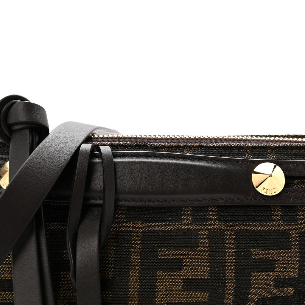 Vitello Grace Jacquard FF Mini By The Way Boston Bag Tobacco Moro Ebano