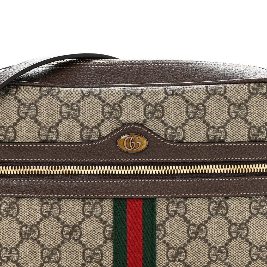 GG Supreme Monogram Web Small Ophidia Shoulder Bag Brown