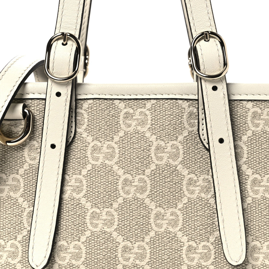 GG Supreme Monogram Emblem Mini Bag Beige Mystic White