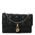 Lambskin Cannage Chain My Dior Daily Chain Pouch Black