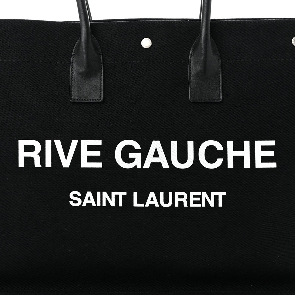 Linen Calfskin Rive Gauche Tote Black