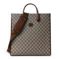 GG Supreme Monogram Textured Dollar Calfskin Medium Retro Interlocking G Vertical Tote Bag Beige Ebony Brown Sugar