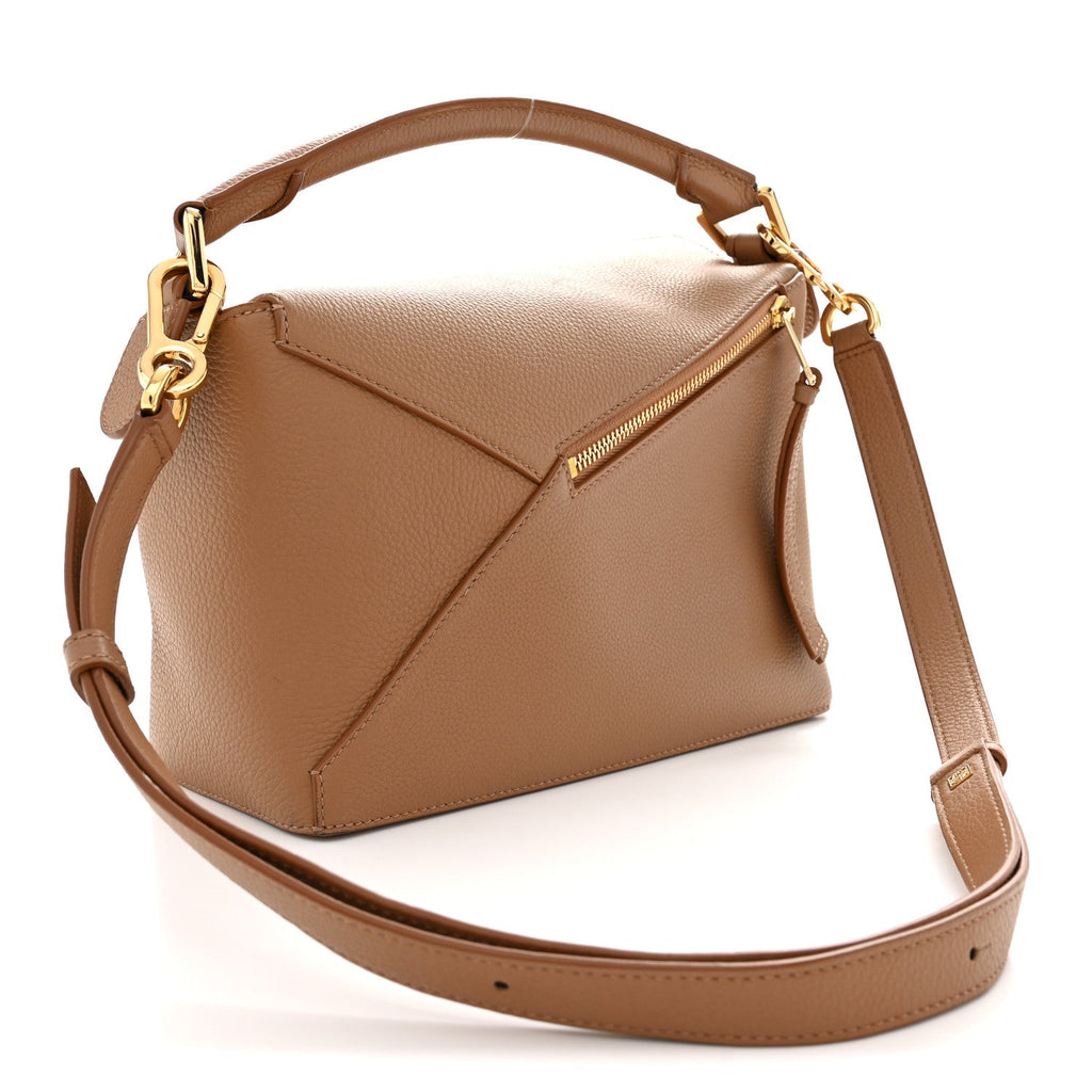 Grained Calfskin Small Puzzle Edge Bag Toffee