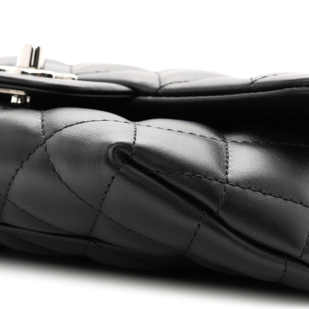 Calfskin Quilted CC Uniform Flap Belt Bag Black