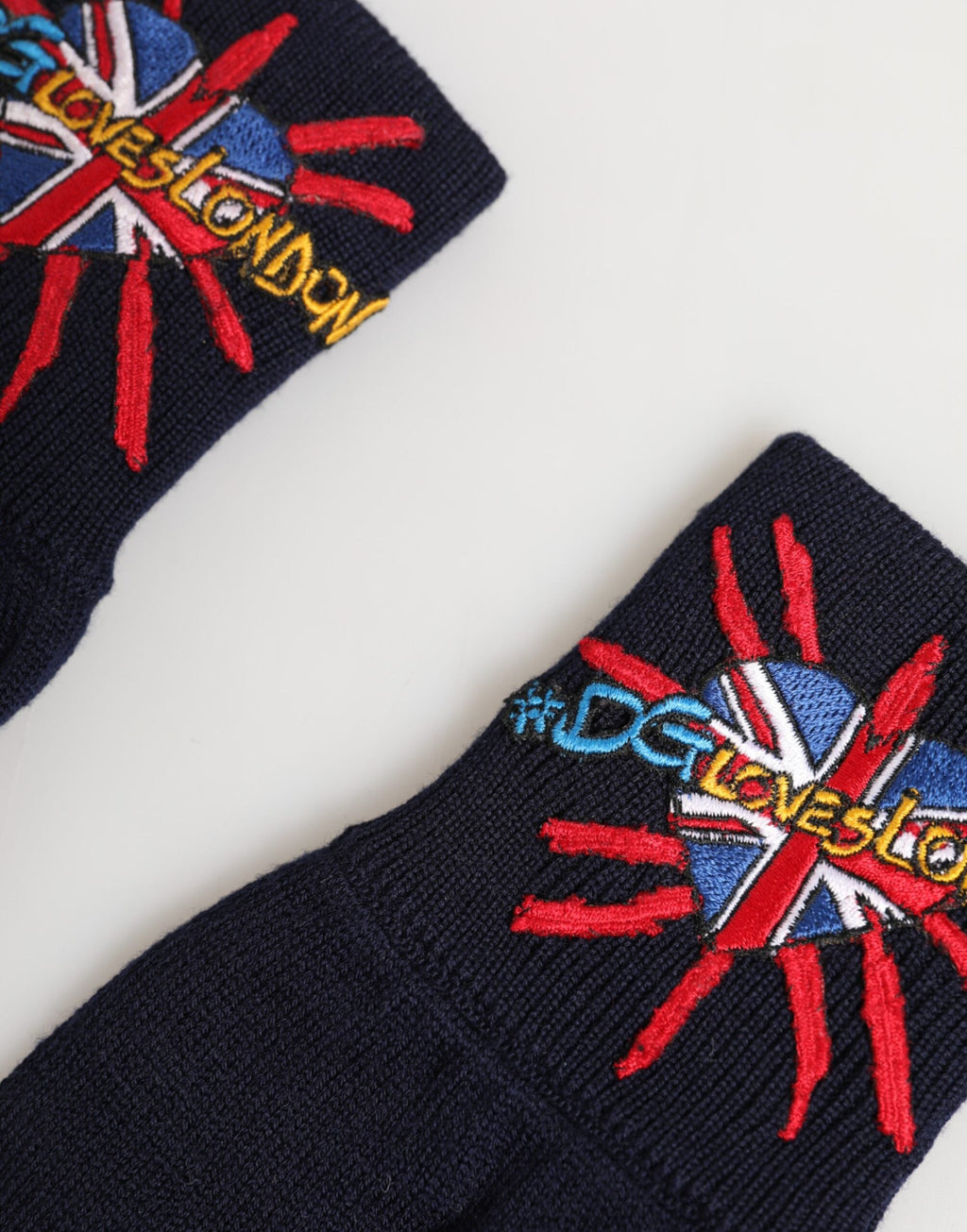 Dolce & Gabbana Blue Wool Knit #DMen'sLondon Embroidered Mitten Men's Gloves