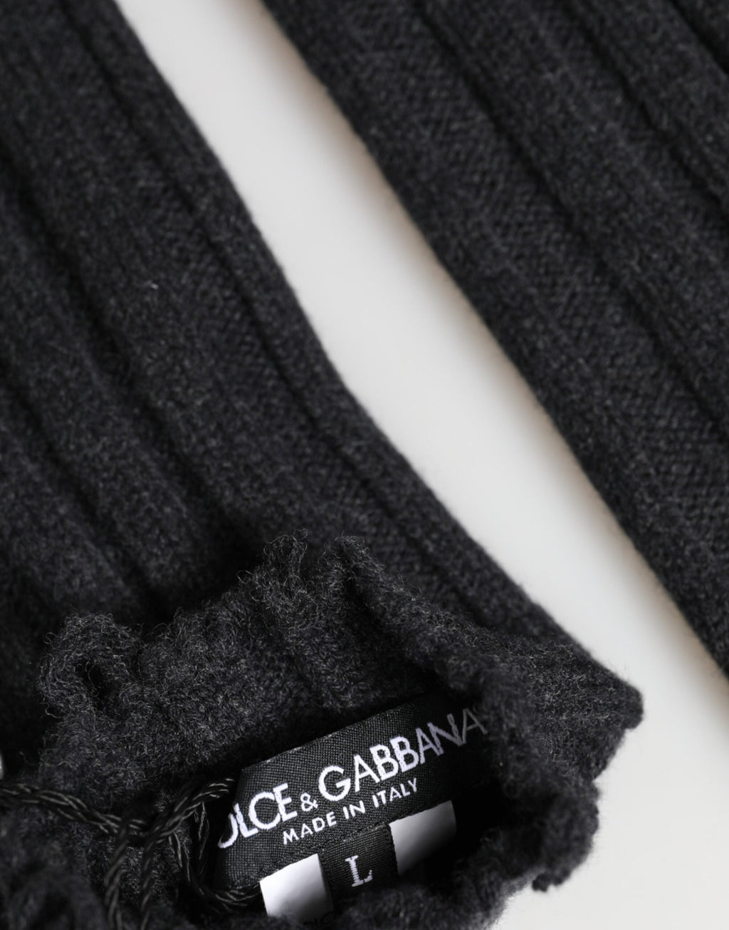Dolce & Gabbana Black Virgin Wool Knitted Fingerless Men's Gloves