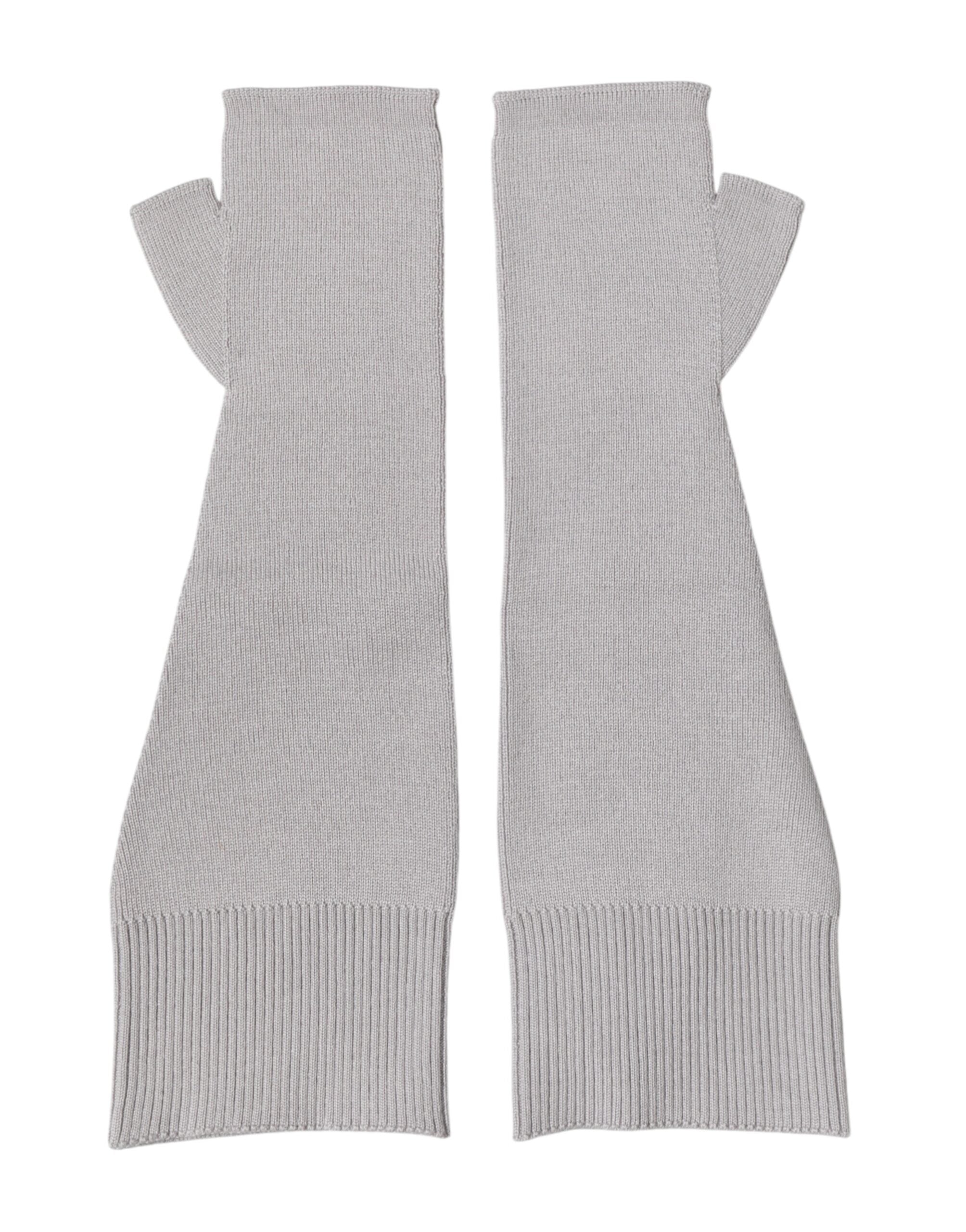 Dolce & Gabbana Gray Virgin Wool Knitted Fingerless Men Men's Gloves