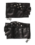 Dolce & Gabbana Black Leather Studded Fingerless Hand Mitten Men Men's Gloves
