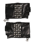 Dolce & Gabbana Black Leather Studded Fingerless Hand Mitten Men Men's Gloves