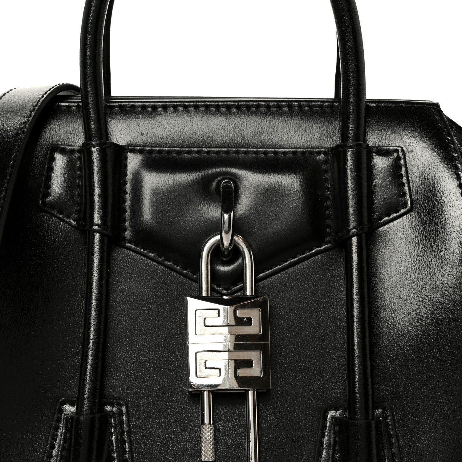 Box Calfskin Small Lock Antigona Shoulder Bag Black