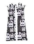 Dolce & Gabbana Black White DG Logo Elbow Length Mitten Women's Gloves