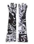 Dolce & Gabbana Gloves Black White DG Logo Elbow Length Women's Mitten