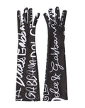 Dolce & Gabbana Black White DG Logo Elbow Length Mitten Women's Gloves