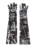 Dolce & Gabbana Black White DG Logo Elbow Length Mitten Women's Gloves