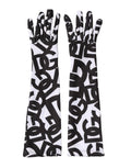 Dolce & Gabbana Black White DG Logo Elbow Length Mitten Women's Gloves