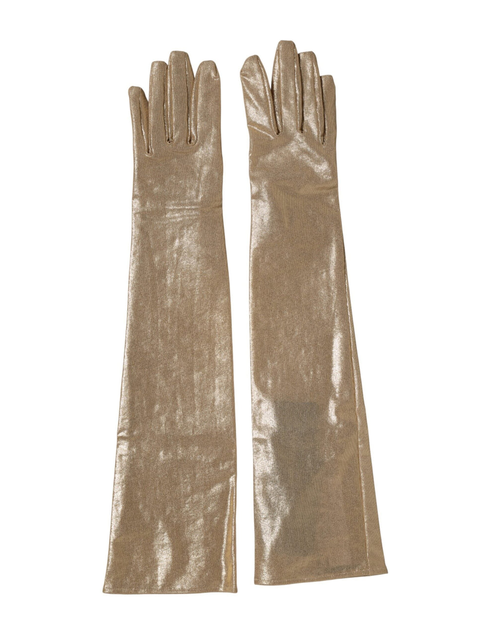 Dolce & Gabbana Beige Nylon Long Elbow Length Mitten Women's Gloves