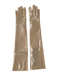 Dolce & Gabbana Beige Nylon Long Elbow Length Mitten Women's Gloves