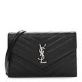 Grain De Poudre Matelasse Chevron Monogram Envelope Chain Wallet Black