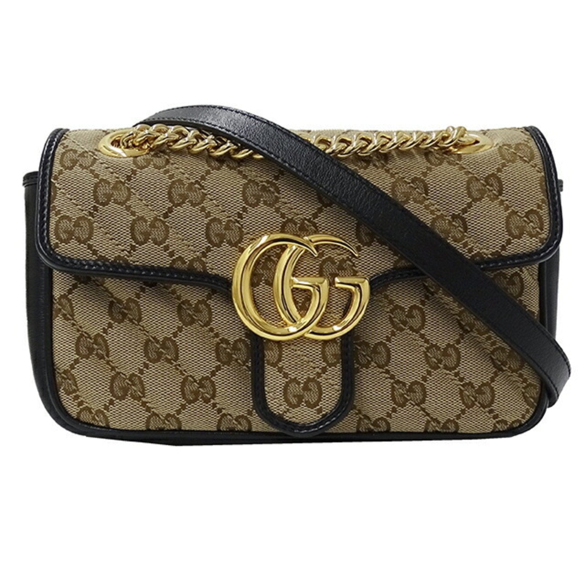 Gucci Gg Marmont Beige Canvas Shoulder Bag (Authentic  )