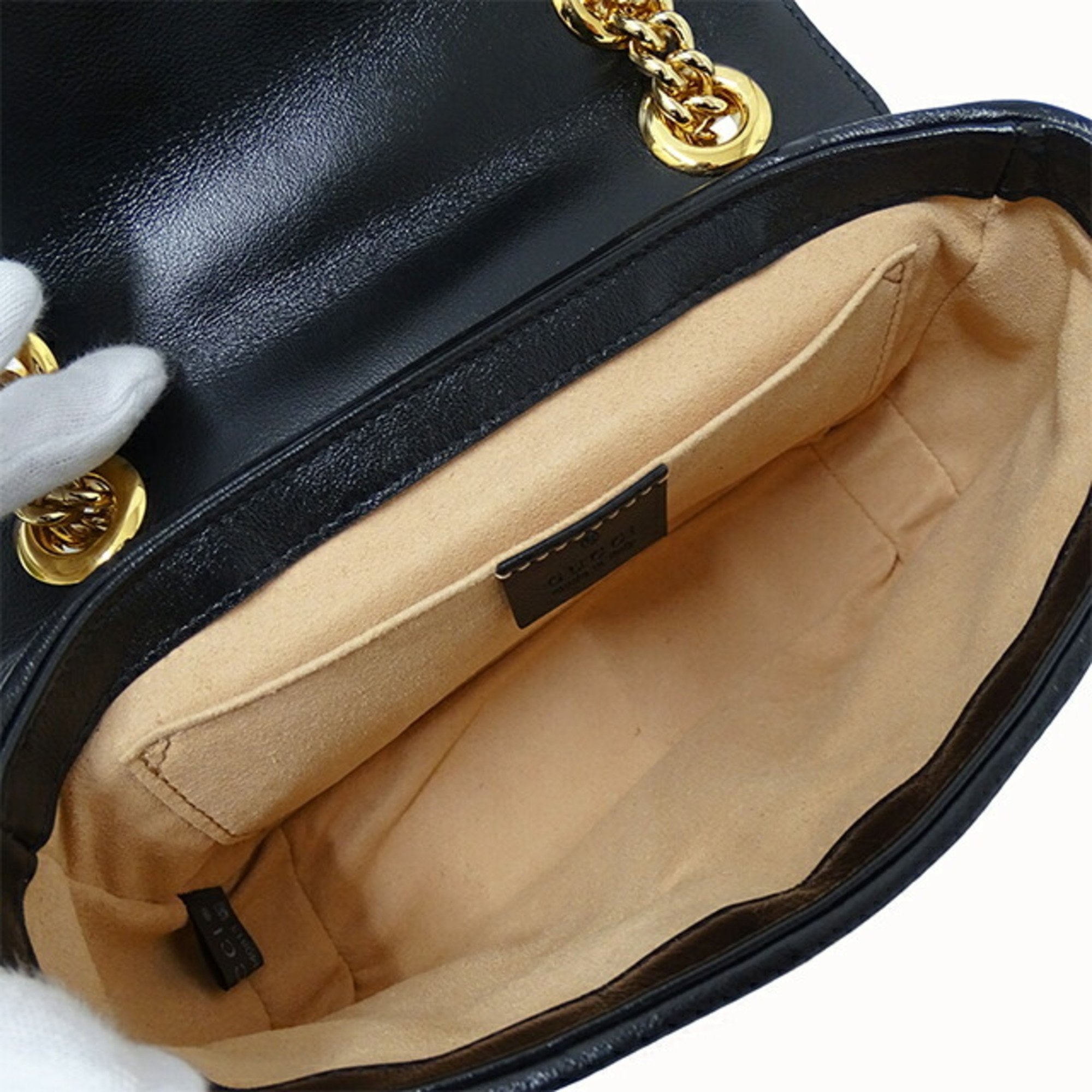 Gucci Gg Marmont Beige Canvas Shoulder Bag (Authentic  )