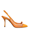 Dolce & Gabbana Orange Leather Mesh Heels Slingback  Women's Shoes