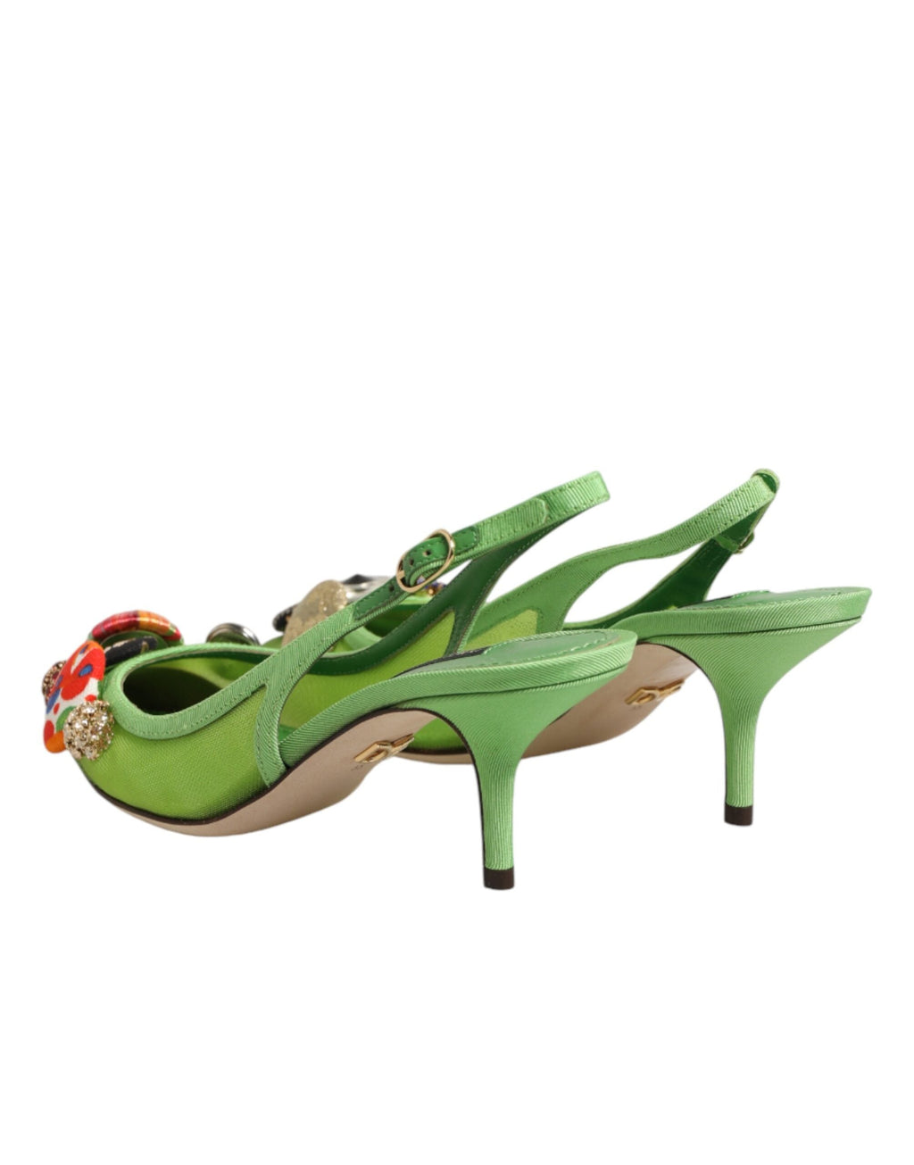 Dolce & Gabbana Green Embellished Heels Slingbacks Women's Shoes