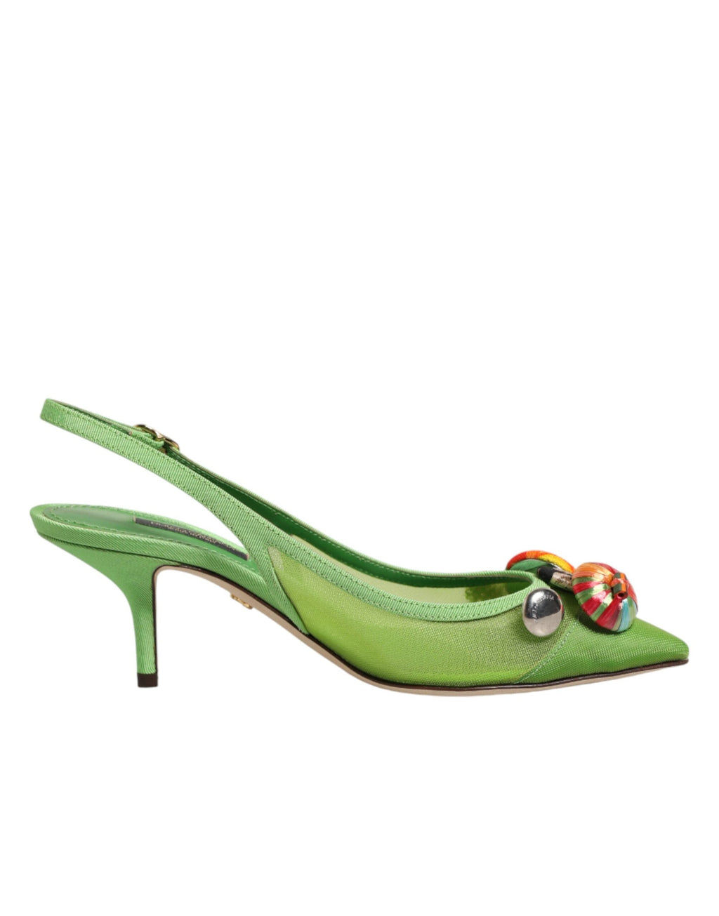 Dolce & Gabbana Green Embellished Heels Slingbacks Women's Shoes