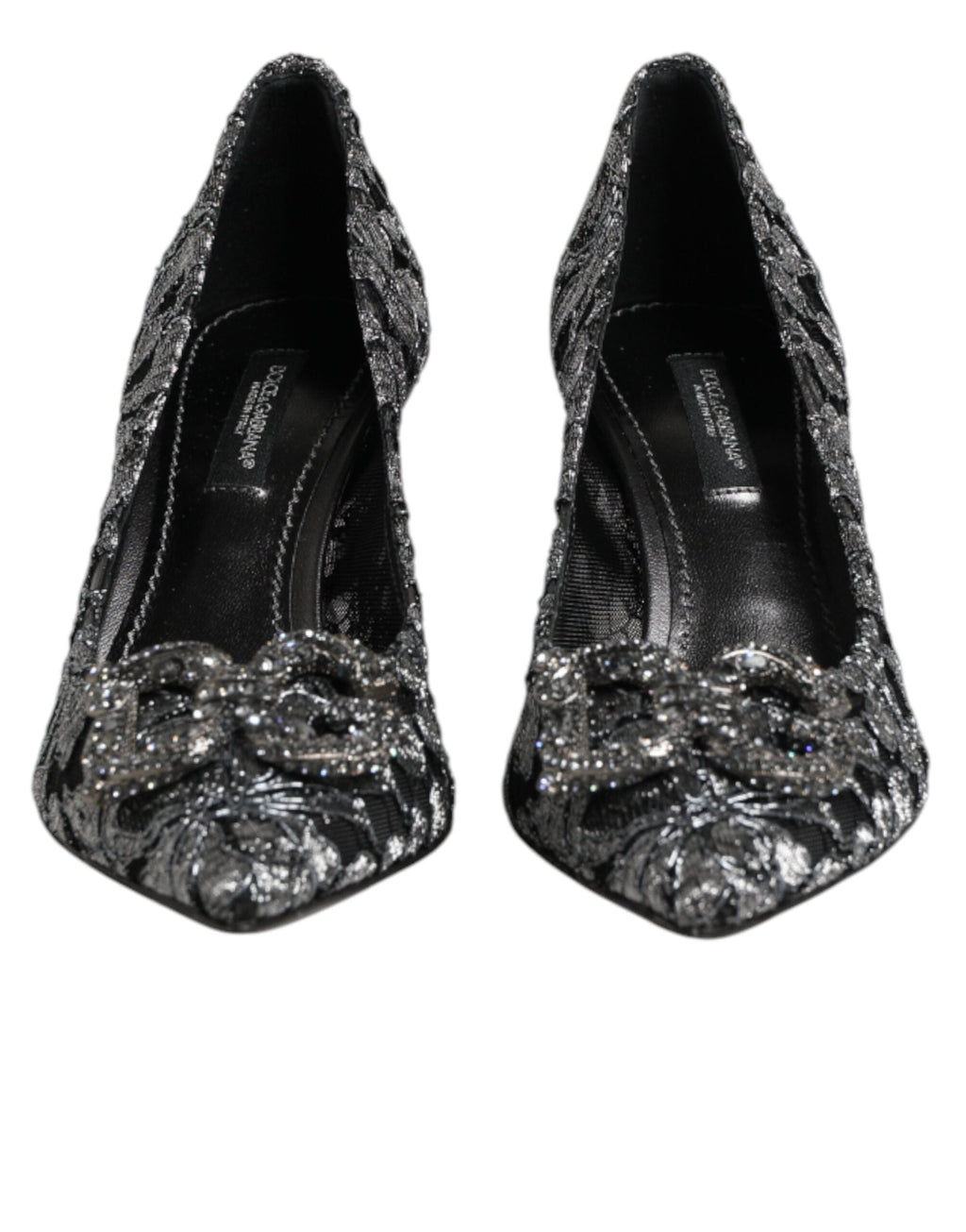 Dolce & Gabbana Silver Lace DG Amore Heels Pumps Women's Shoes