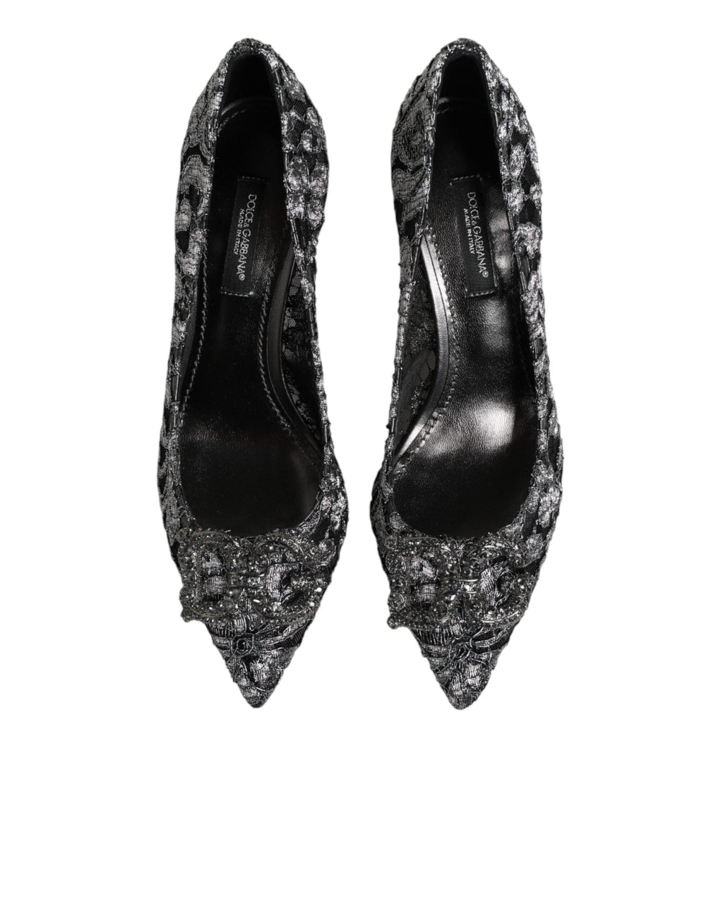 Dolce & Gabbana Silver Lace DG Amore Heels Pumps Women's Shoes