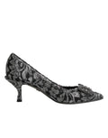 Dolce & Gabbana Silver Lace DG Amore Heels Pumps Women's Shoes