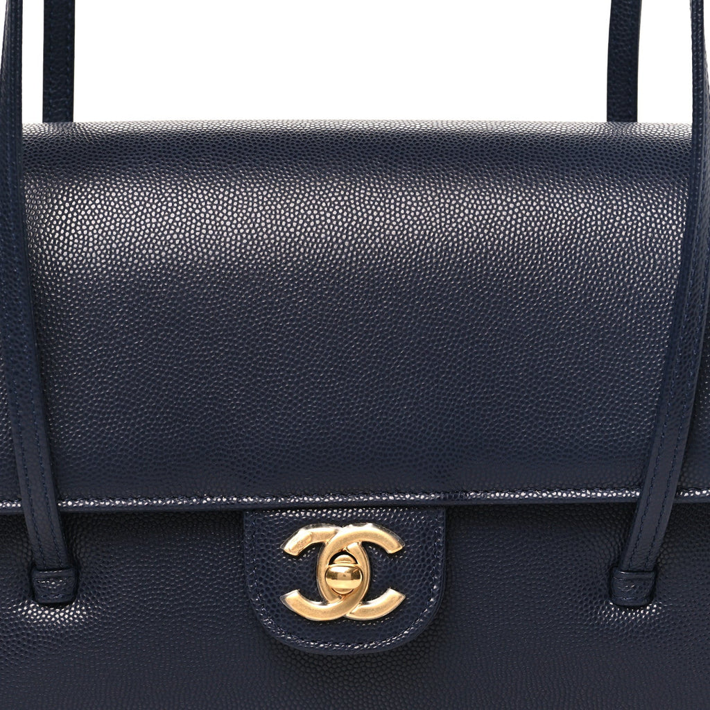Shiny Caviar Preppy Coco Small Flap Navy