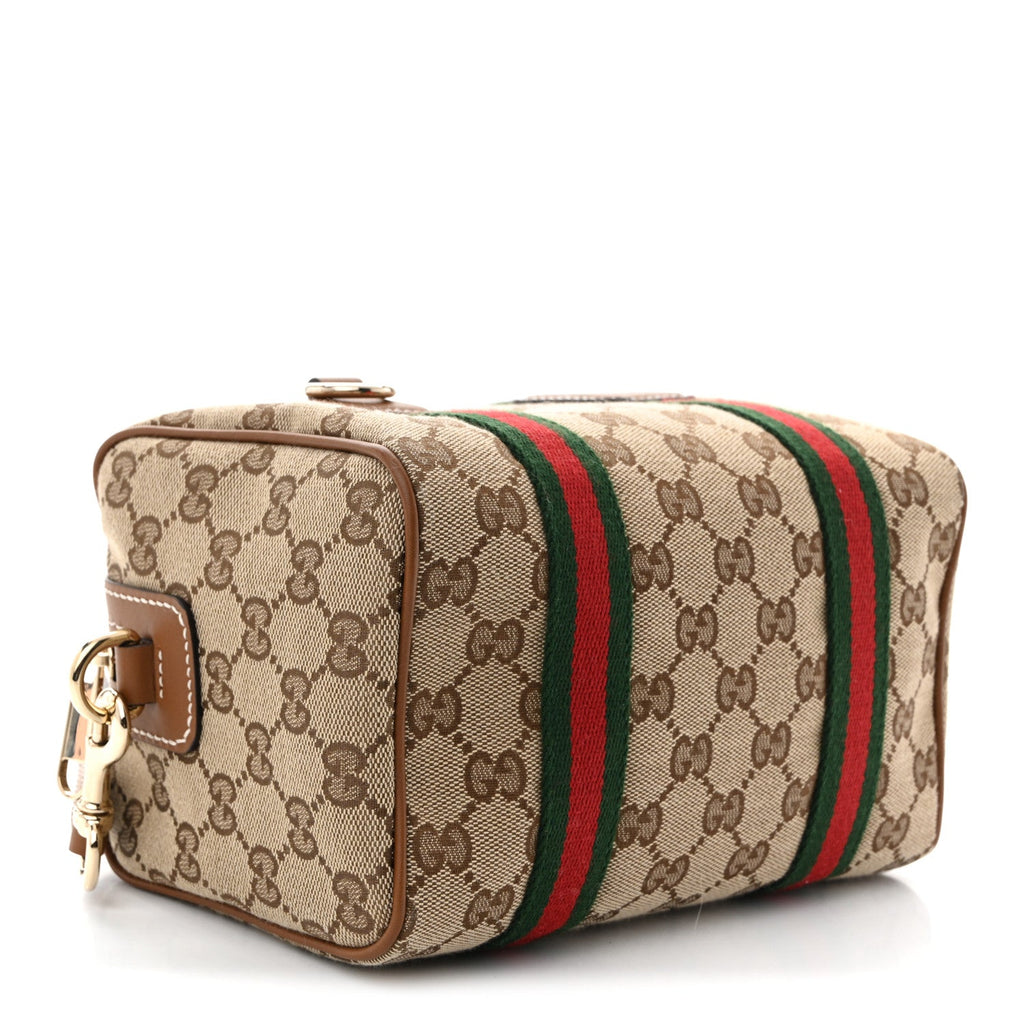 GG Supreme Web Mini GG Top Handle Bag Beige Ebony Dark Brown