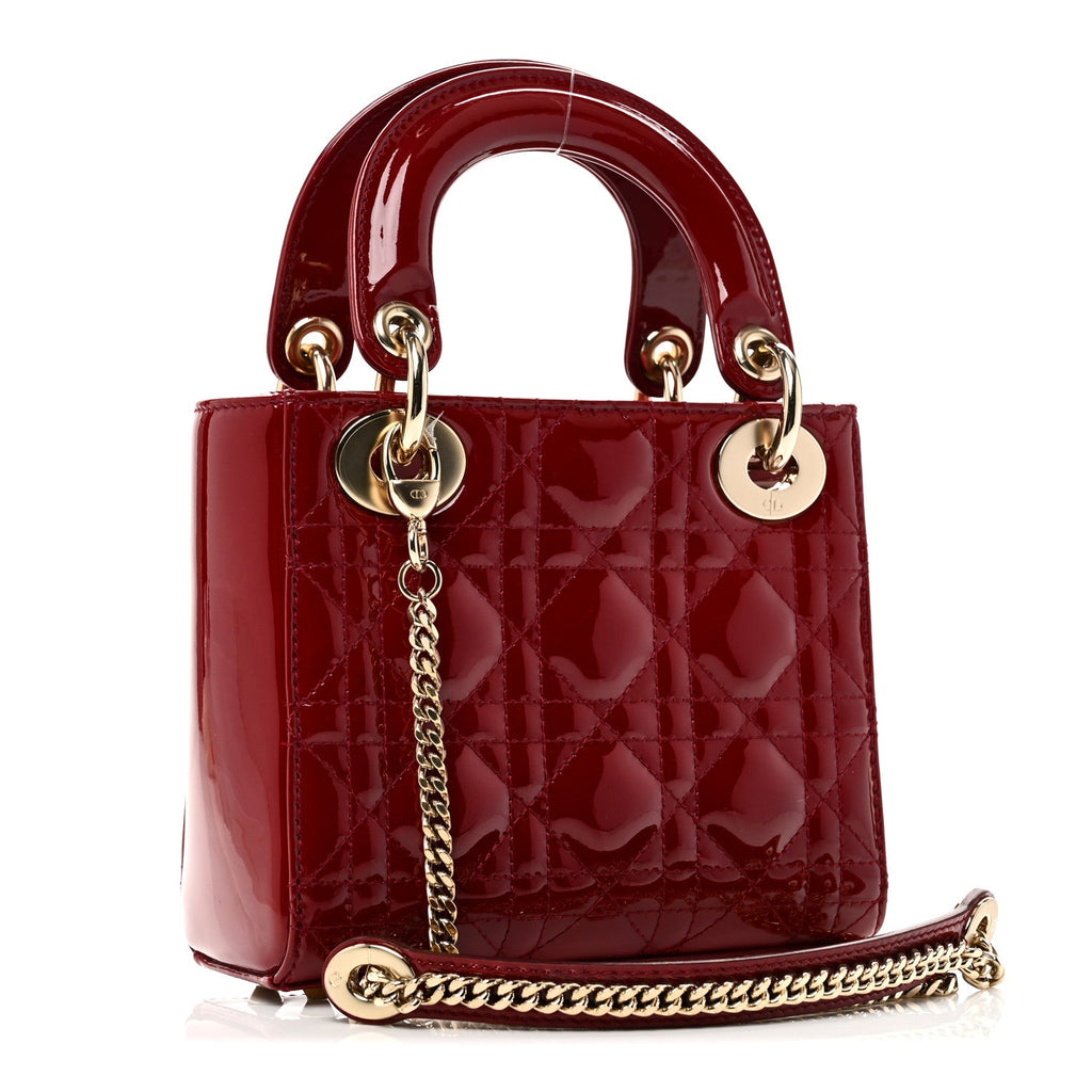 Patent Cannage Mini Lady Dior Red