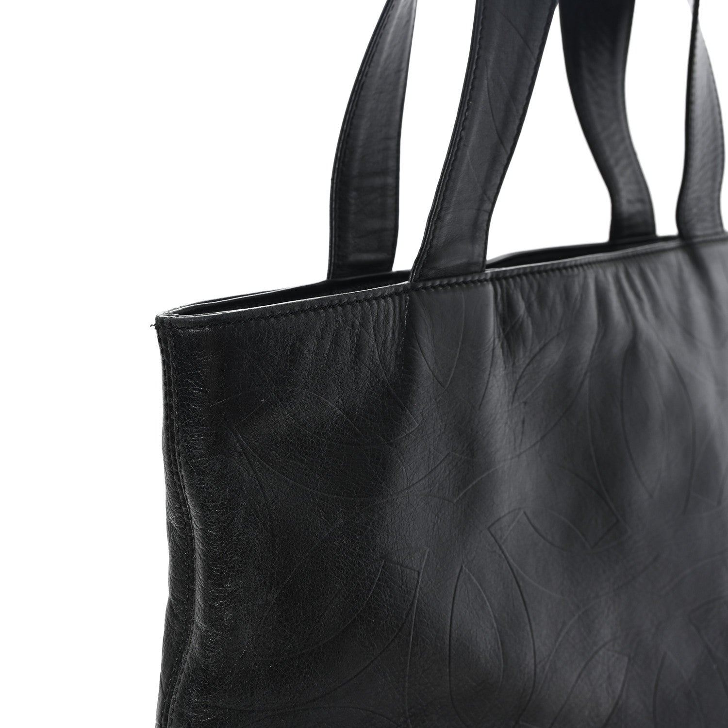 Lambskin CC Embossed Tote Black