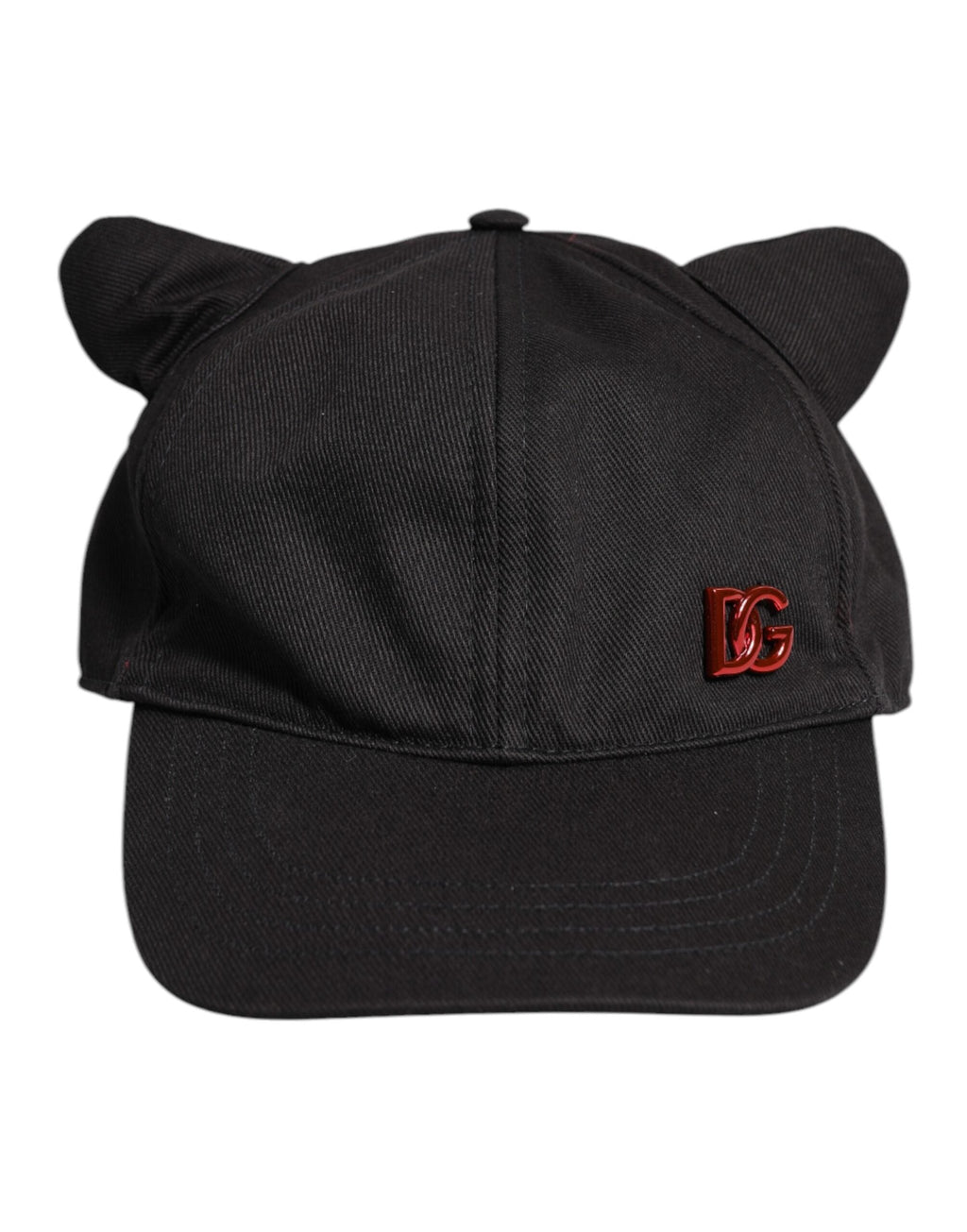 Dolce & Gabbana Black Cotton Logo Patch 6 Panels Baseball Cap Men's Hat
