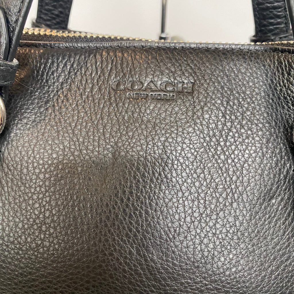 COACH Coach Black Leather Zip Carryall Satchel Handbag