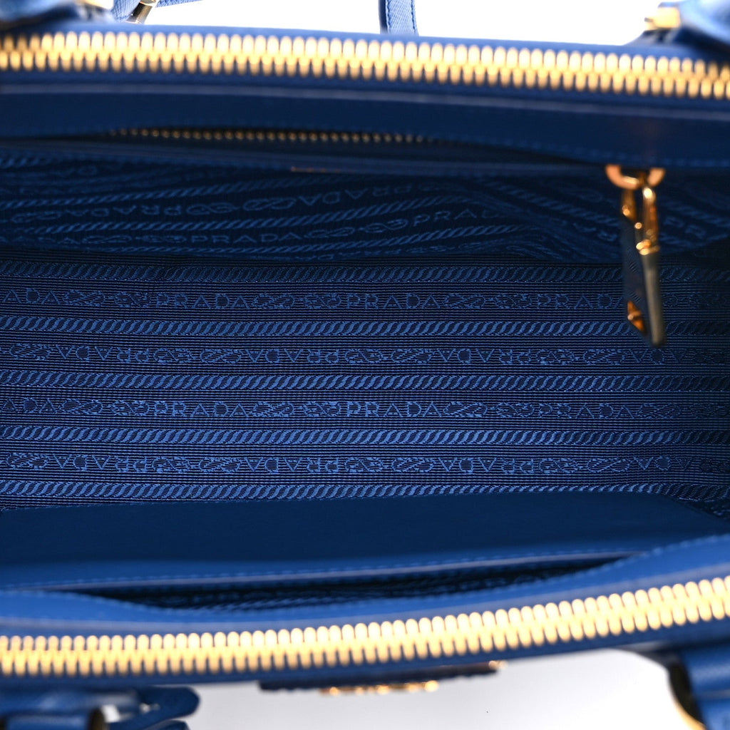 Saffiano Lux Small Galleria Double Zip Tote Bluette