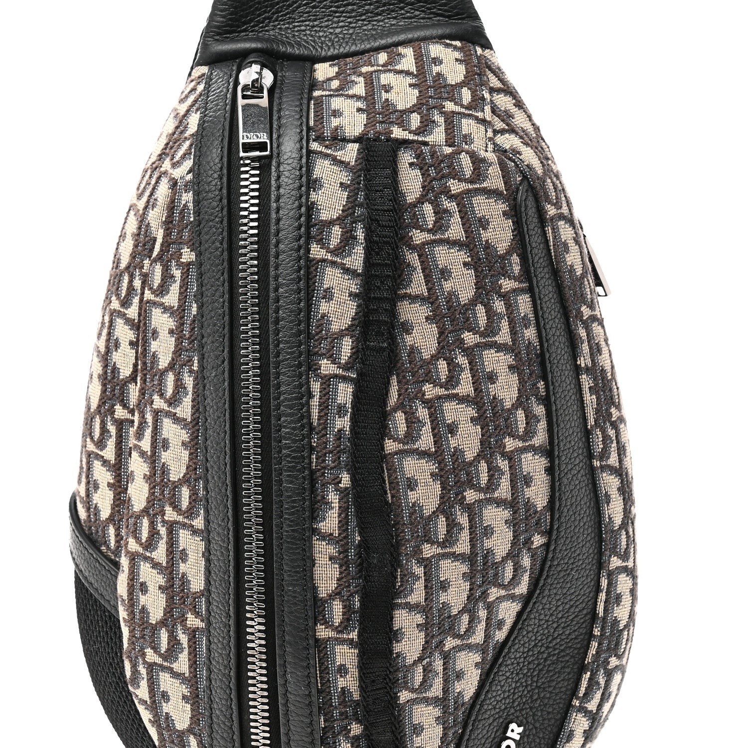 Grained Calfskin Oblique Scarab Sling Bag Blue Black