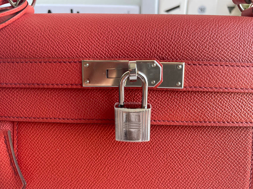 Hermès Kelly 32 Sellier Bi-Color Pink & Coral Epsom (Palladium Hardware)