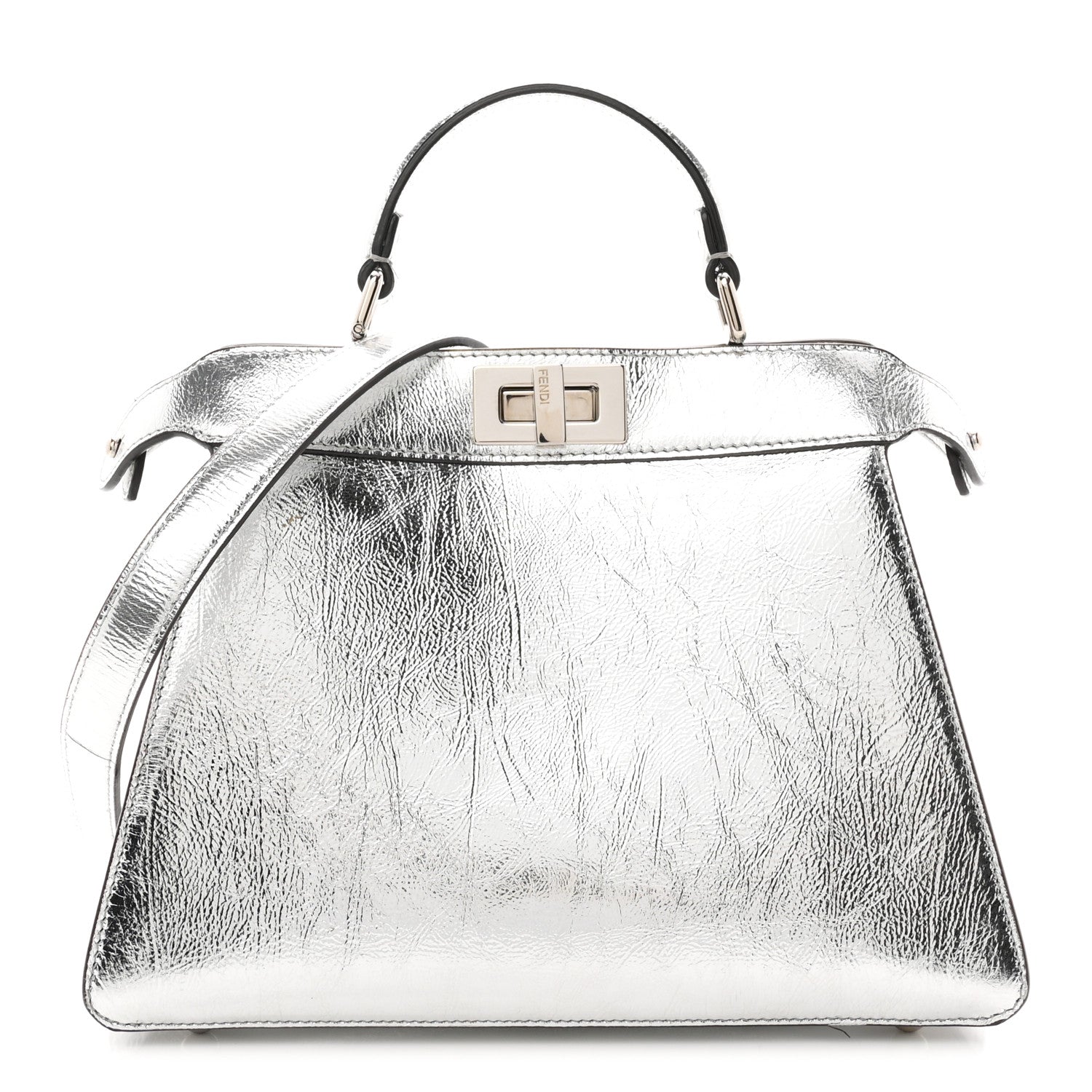 Rock Millenium Laminata Small Peekaboo I SEE U Satchel Argento