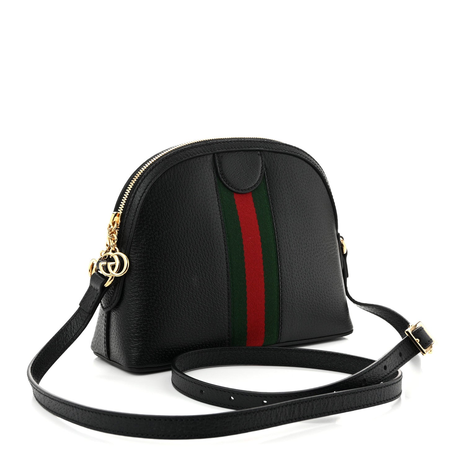 Calfskin GG Web Small Ophidia Dome Shoulder Bag Black