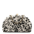 Pony Hair Printed Clutch With Chain Black White
